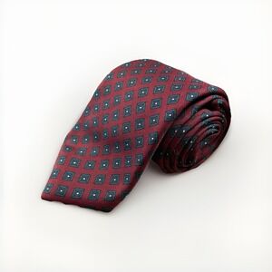 Bert Pulitzer Men's Necktie Tie Silk Red  Made in USA Foulard‎ Hand Printed